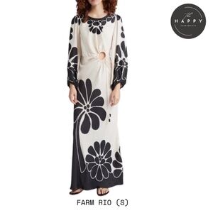 Farm Rio Black Palermo Cut Out Lenzing™ Ecovero™ Viscose Maxi Dress